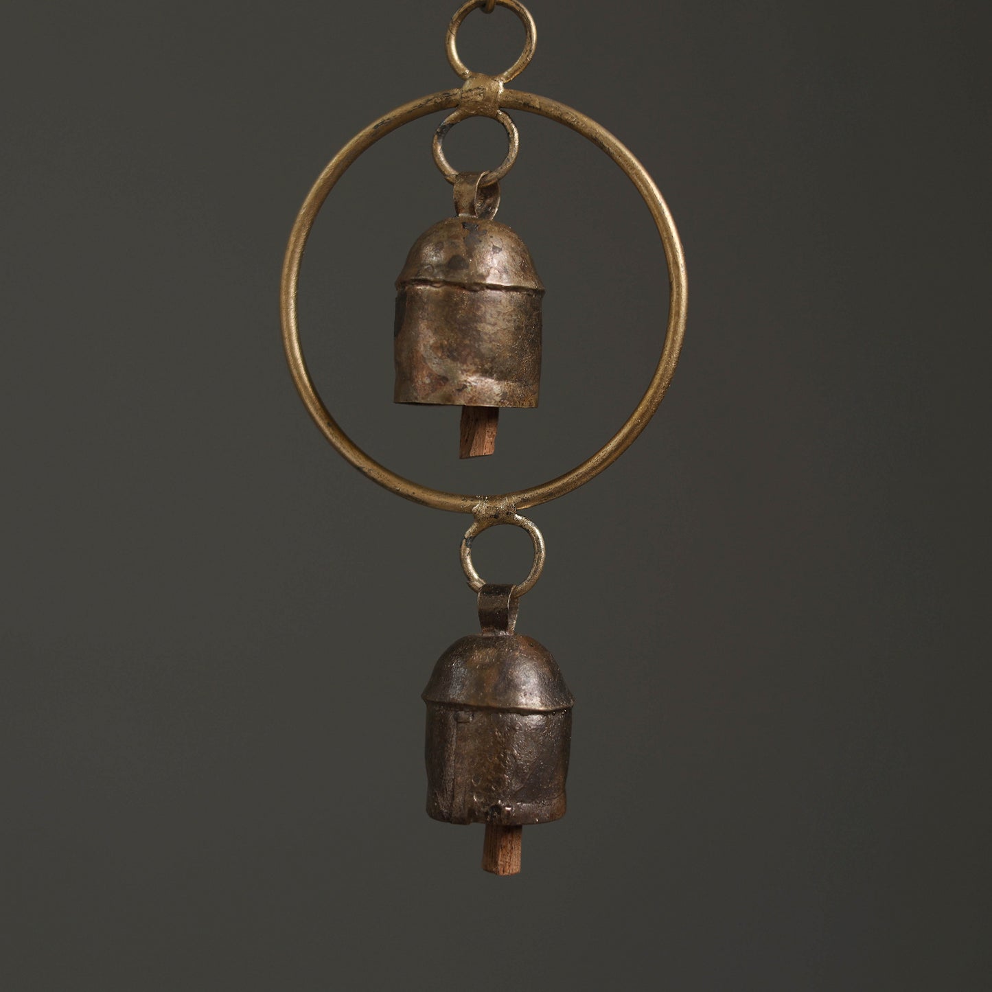 Round - Kutch Copper Coated 2 Bells Wind Chimes 17