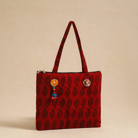  Red Handcrafted Quilted Cotton Hand Bag