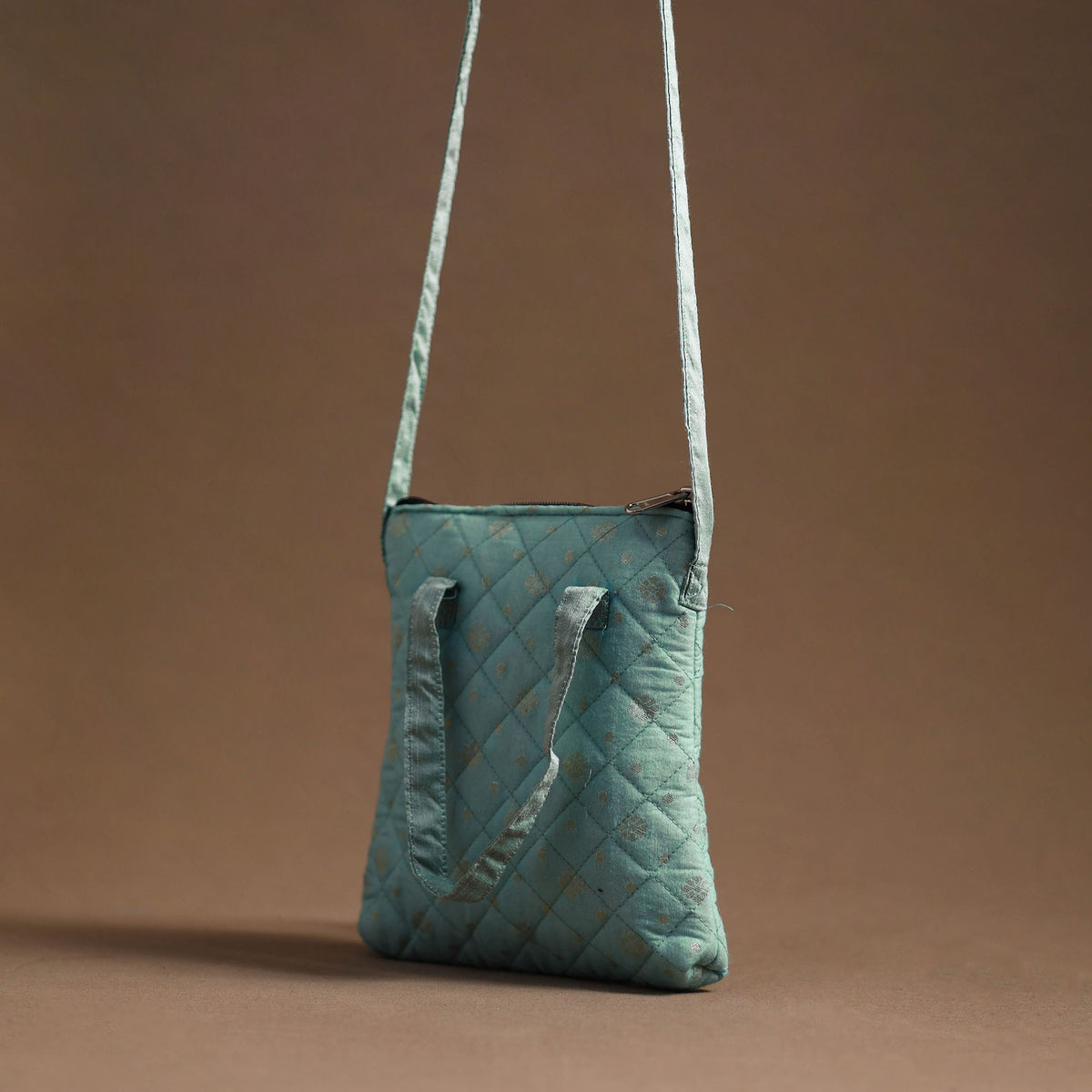 Green - Handcrafted Quilted Silk Sling Bag 01