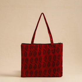  Red Handcrafted Quilted Cotton Hand Bag
