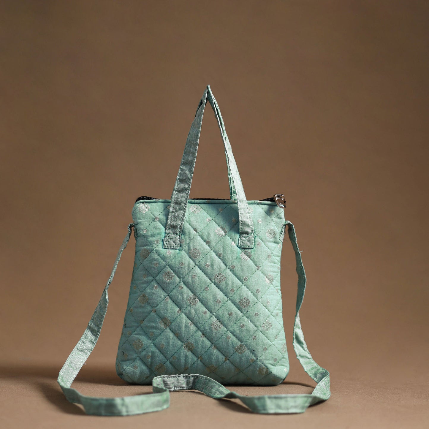 Green - Handcrafted Quilted Silk Sling Bag 01