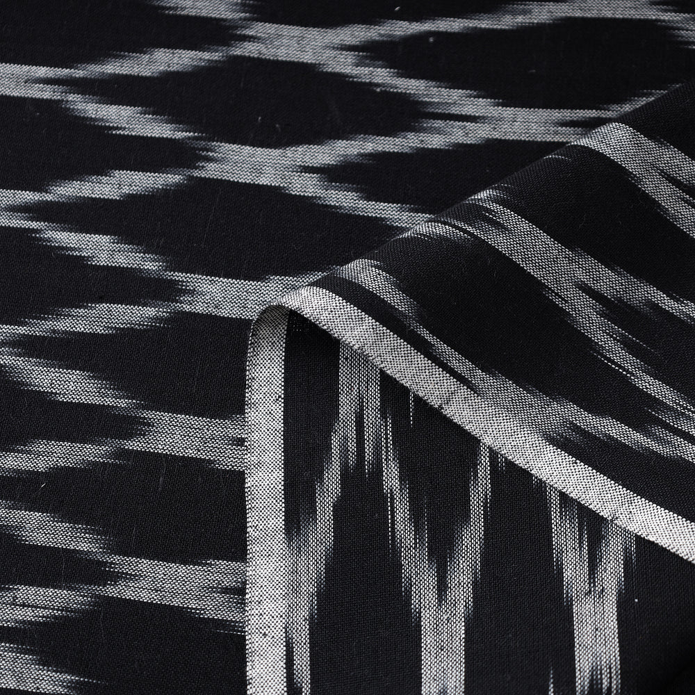 Black - Pochampally Ikat Weave Cotton Fabric 01