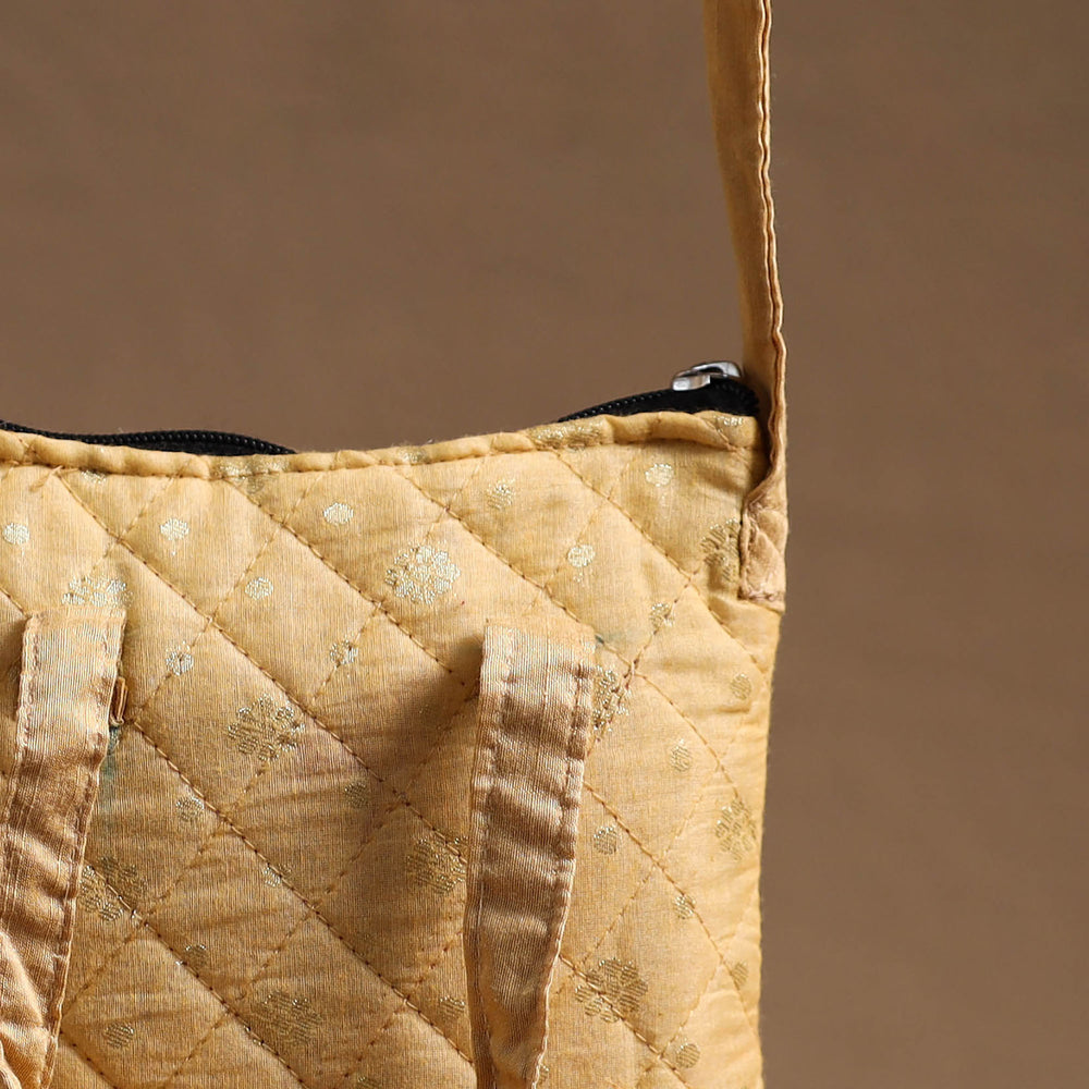 Yellow - Handcrafted Quilted Silk Sling Bag 03