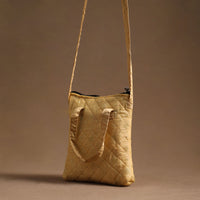 Yellow - Handcrafted Quilted Silk Sling Bag 03