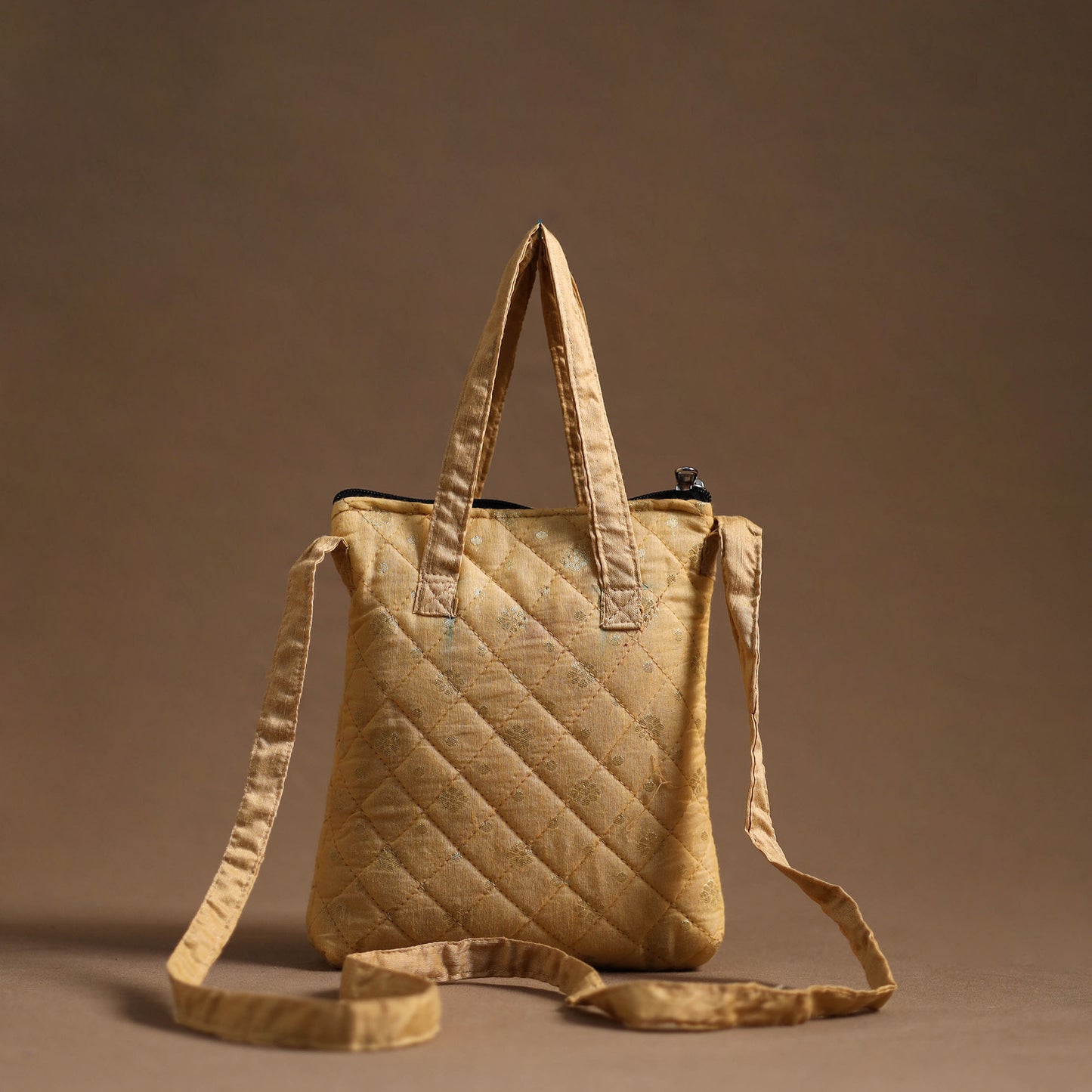 Yellow - Handcrafted Quilted Silk Sling Bag 03