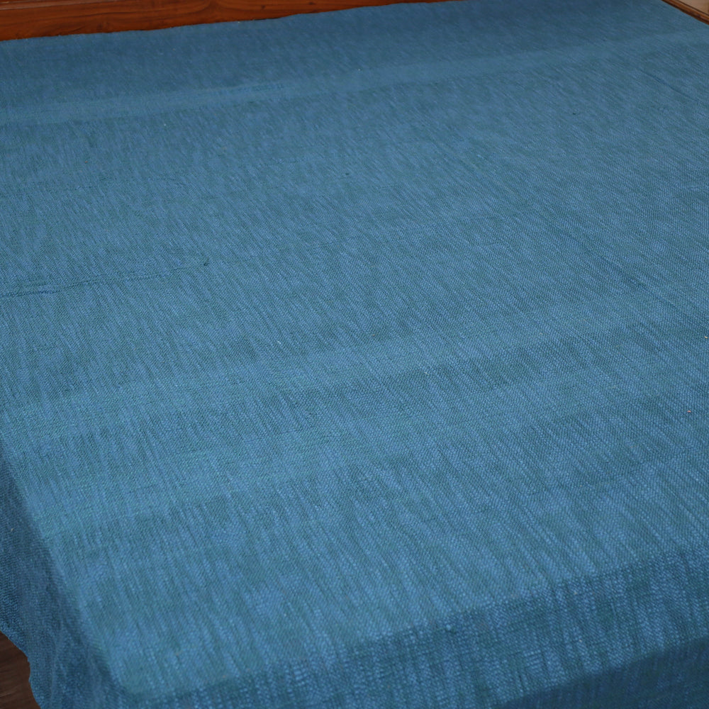 Blue - Pure Cotton Double Handloom Bed Cover from Bijnor 01