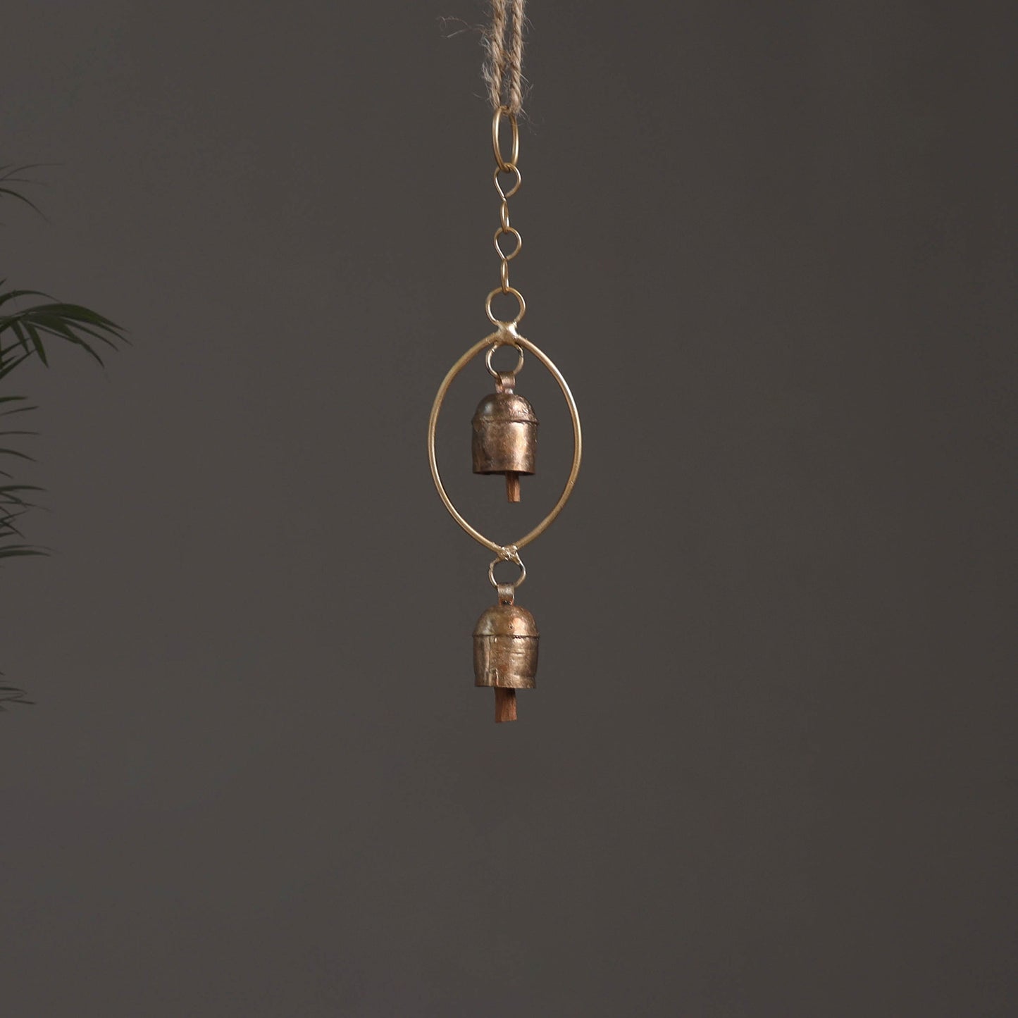 Oval - Kutch Copper Coated 2 Bells Wind Chimes 11