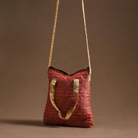 Peach - Handcrafted Quilted Silk Sling Bag 04