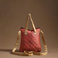 Peach - Handcrafted Quilted Silk Sling Bag 04