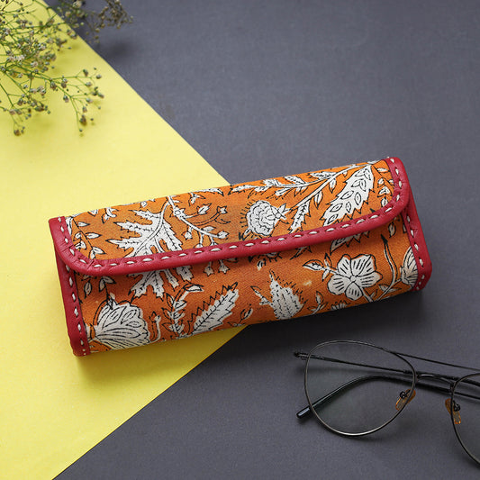 Handcrafted Leather Sanganeri Block Printed Spectacle Case