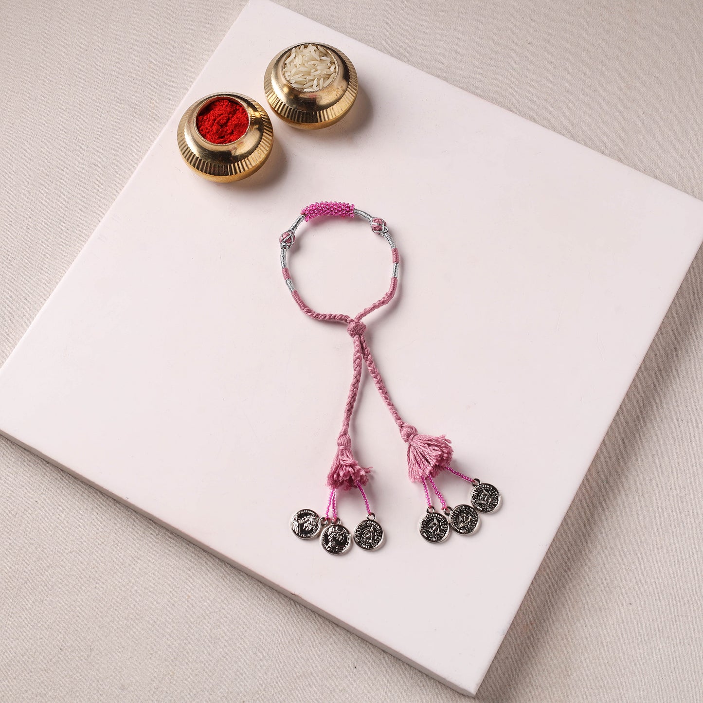Anant Raksha Thread & Bead Work Lumba Rakhi / Bracelet with Potli 16
