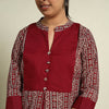 Buy Maroon Block Print Mul Cotton A-Line Bagh Kurta For Women