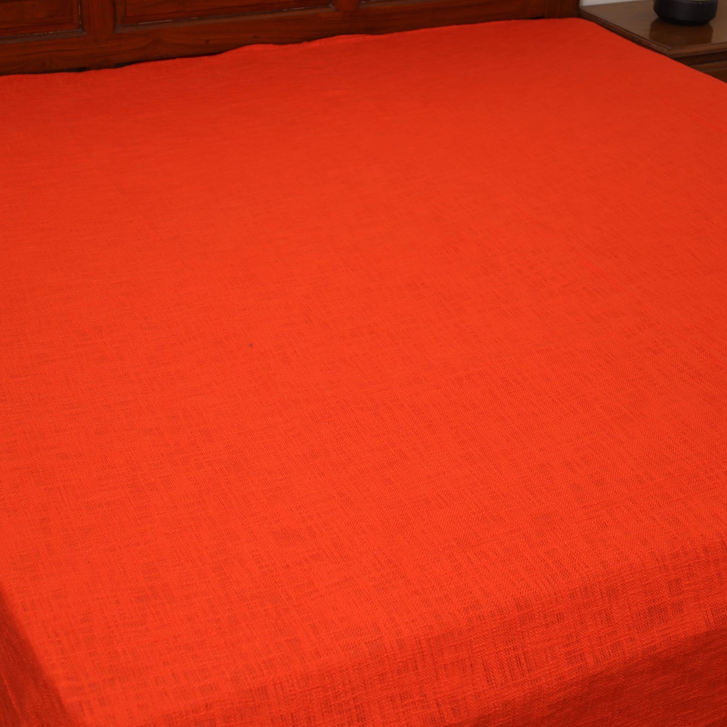 Orange - Pure Cotton Double Handloom Bed Cover from Bijnor 03