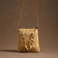 Beige - Handcrafted Quilted Silk Sling Bag 07