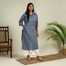 Buy Straight Cotton Jacquard Kurta for Women
