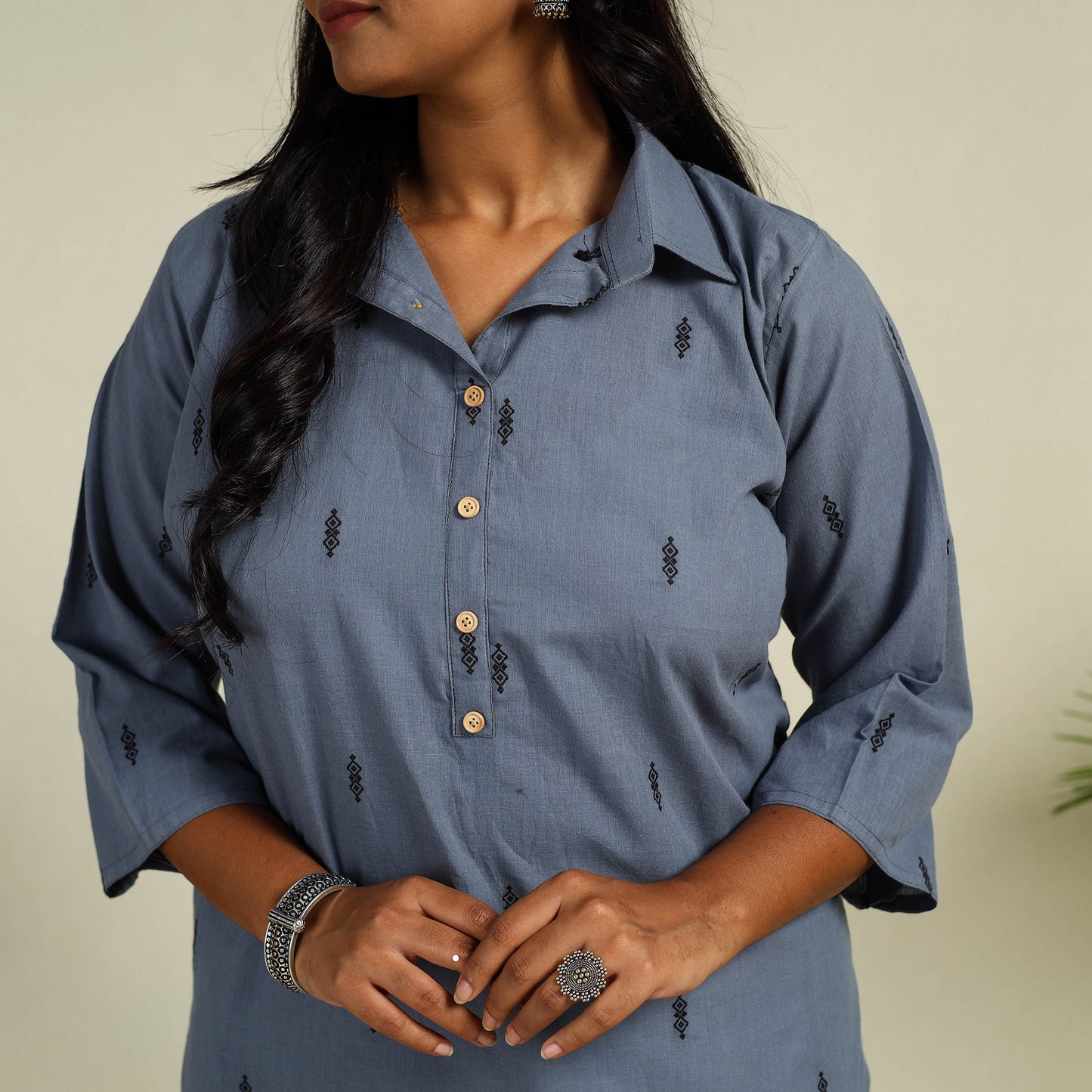 Buy Straight Cotton Jacquard Kurta for Women