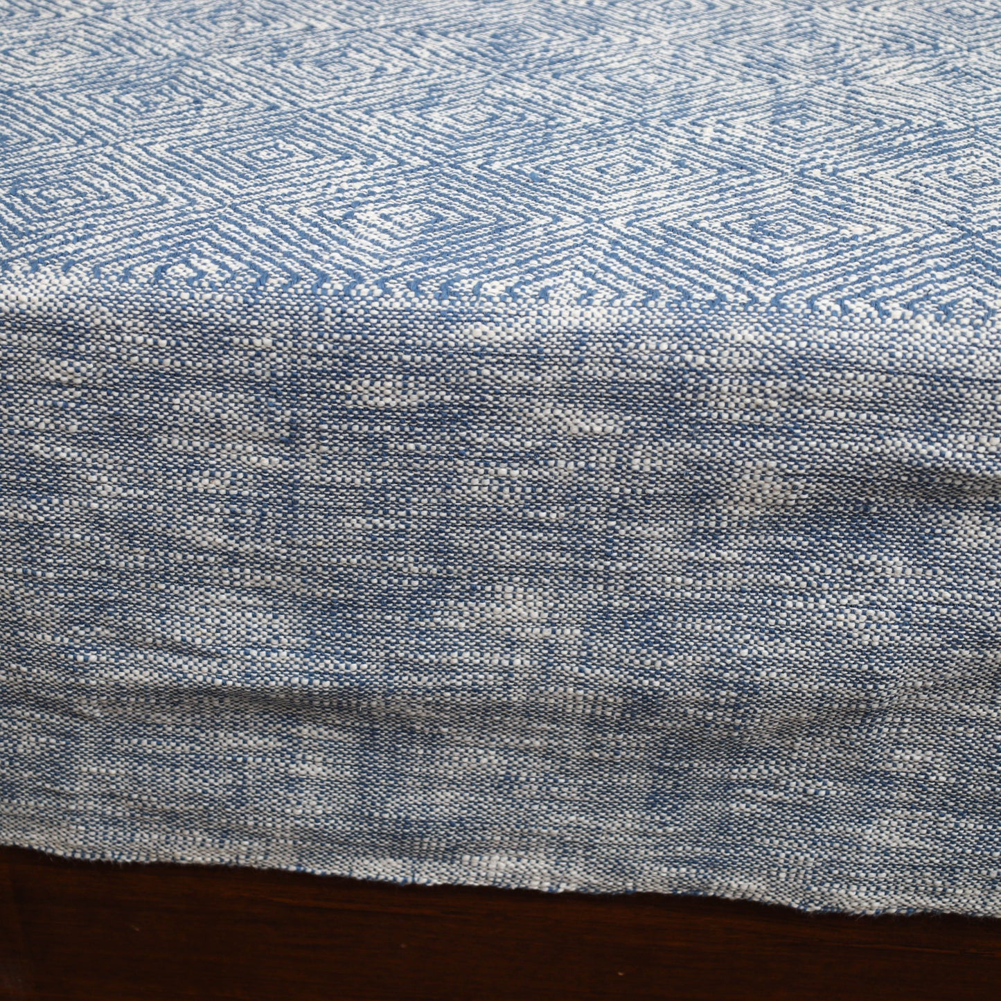 Blue - Pure Cotton Double Handloom Bed Cover from Bijnor 06