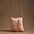 Peach - handcrafted quilted silk sling bag 09