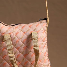 Peach - handcrafted quilted silk sling bag 09