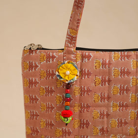  Brown Handcrafted Quilted Cotton Hand Bag
