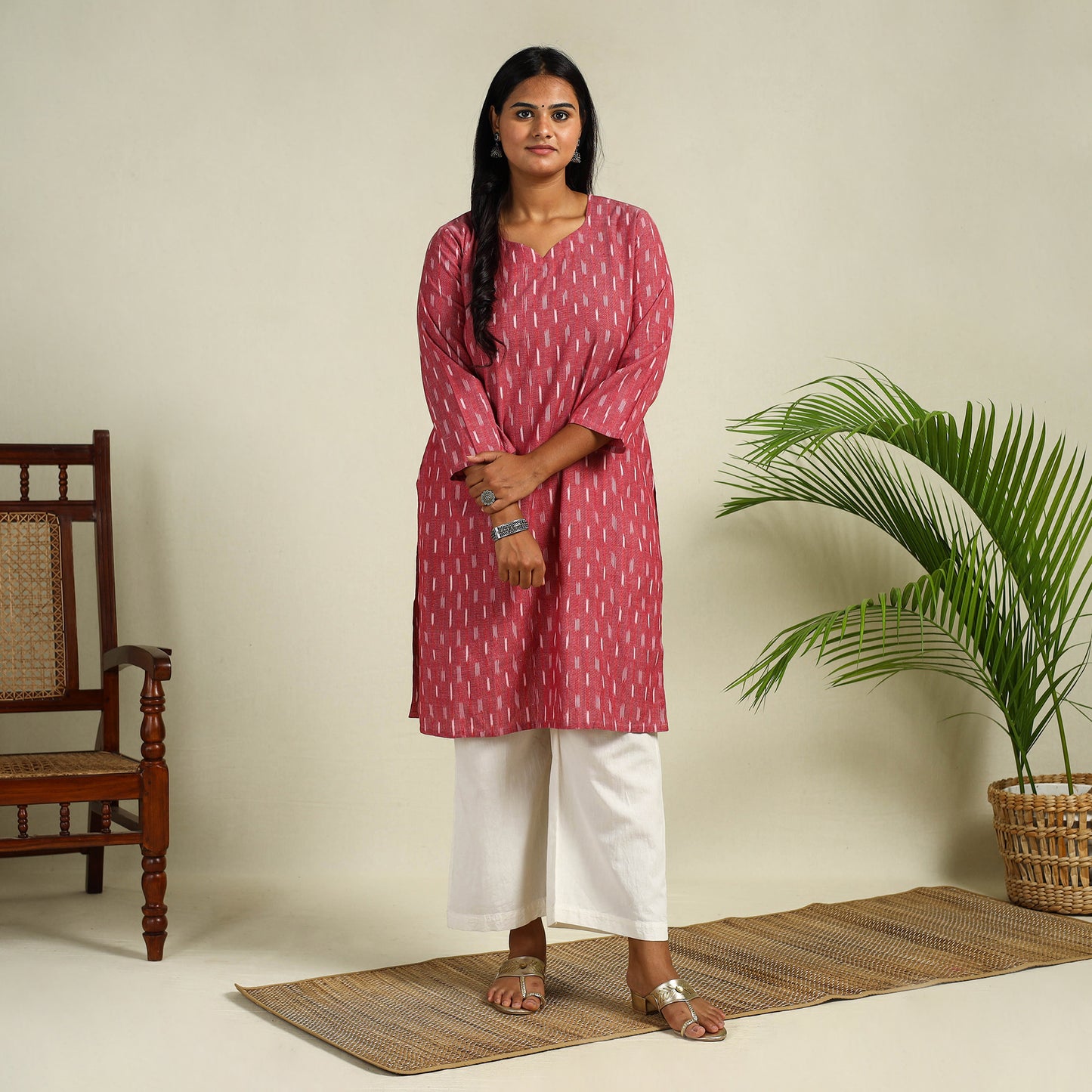Cotton Straight Pochampally Ikat Kurta for women