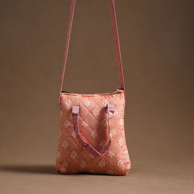 Peach - Handcrafted Quilted Silk Sling Bag 10