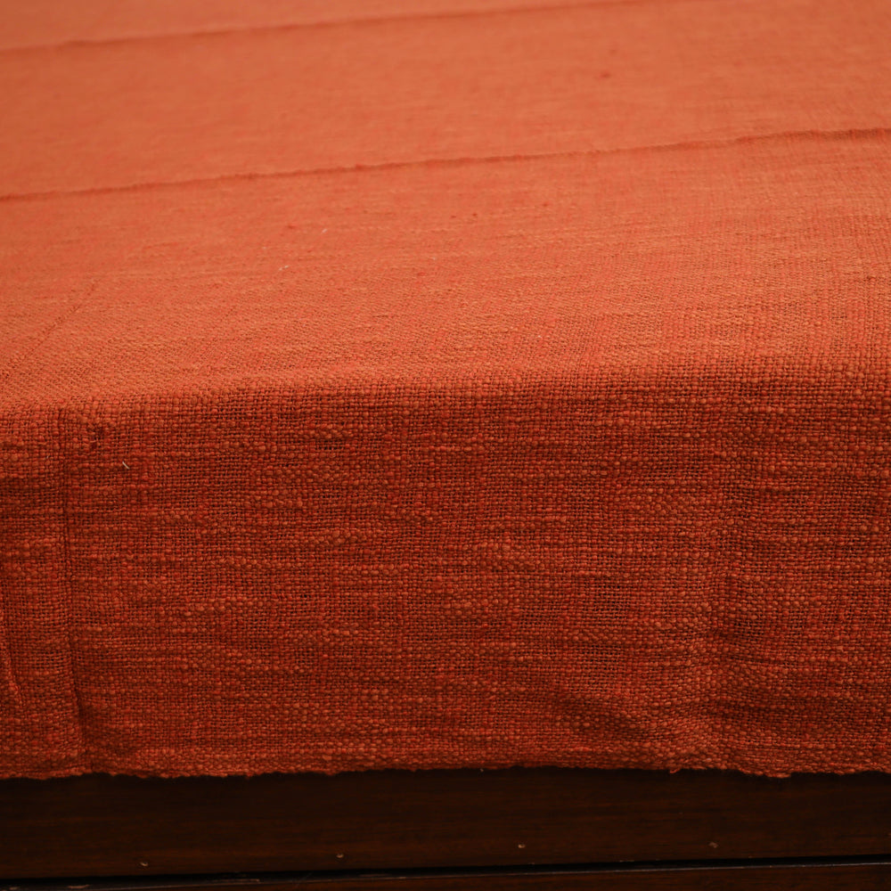 Orange - Pure Cotton Double Handloom Bed Cover from Bijnor 08