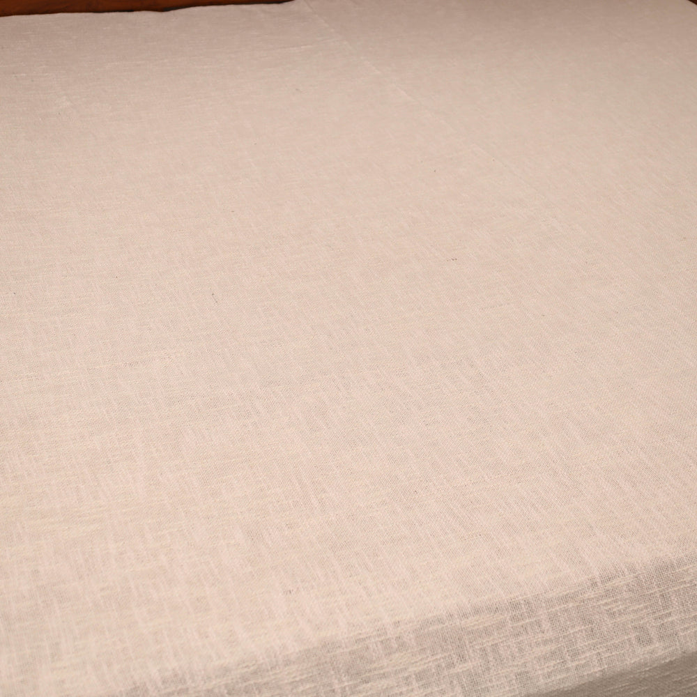 Beige - Pure Cotton Double Handloom Bed Cover from Bijnor 09