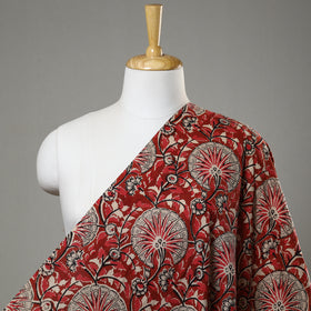 Red Floral Gardenia Block Printed Cotton Bagru Fabric