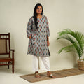 Grey - Cotton Straight Pochampally Ikat Kurta 13