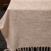 Beige - Pure Cotton Double Handloom Bed Cover from Bijnor 09