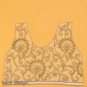 Yellow Hand Embroidered Kantha Work Blouse Piece 