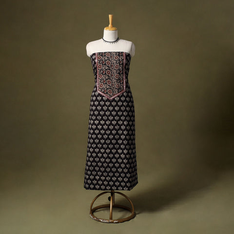 Black - bagru cotton unstitched kurta material (2.65m) 48