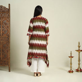 Buy multicolor Srikalahasti Mosaic Fusion Cotton A-Line Ikat Kurta