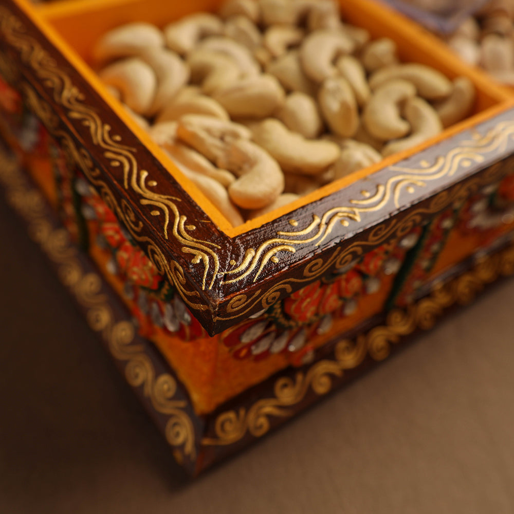 Diwali Decor Handpainted Wooden Dry Fruit Box