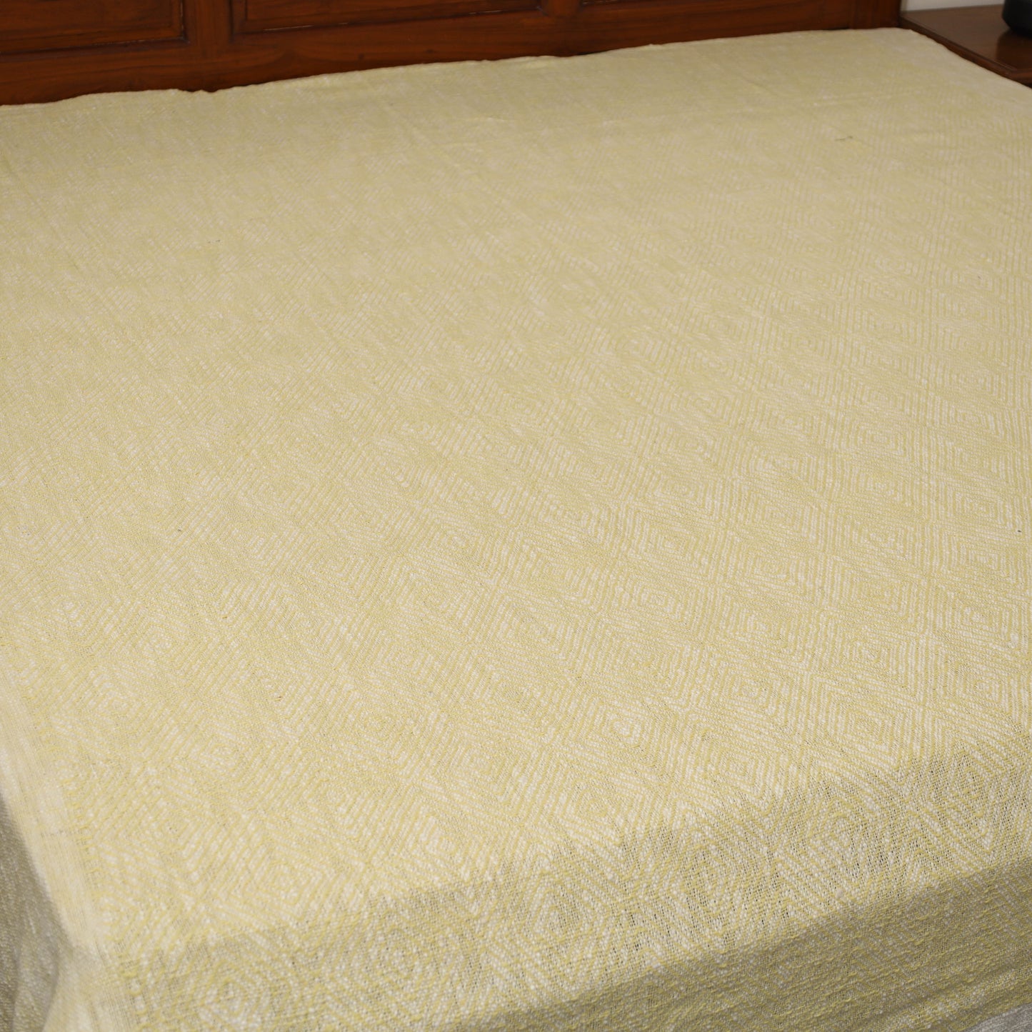 Yellow - Pure Cotton Double Handloom Bed Cover from Bijnor 10