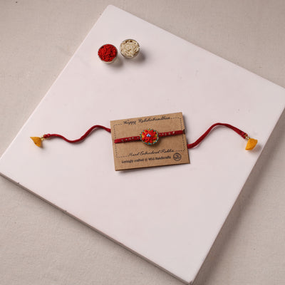 Hand Embroidered Thread & Bead Work Rakhi for Brother 14
