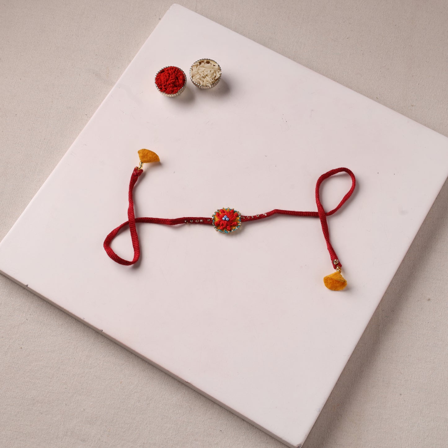 Hand Embroidered Thread & Bead Work Rakhi for Brother 14
