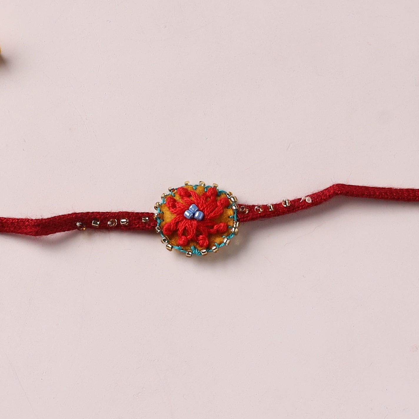 Hand Embroidered Thread & Bead Work Rakhi for Brother 14