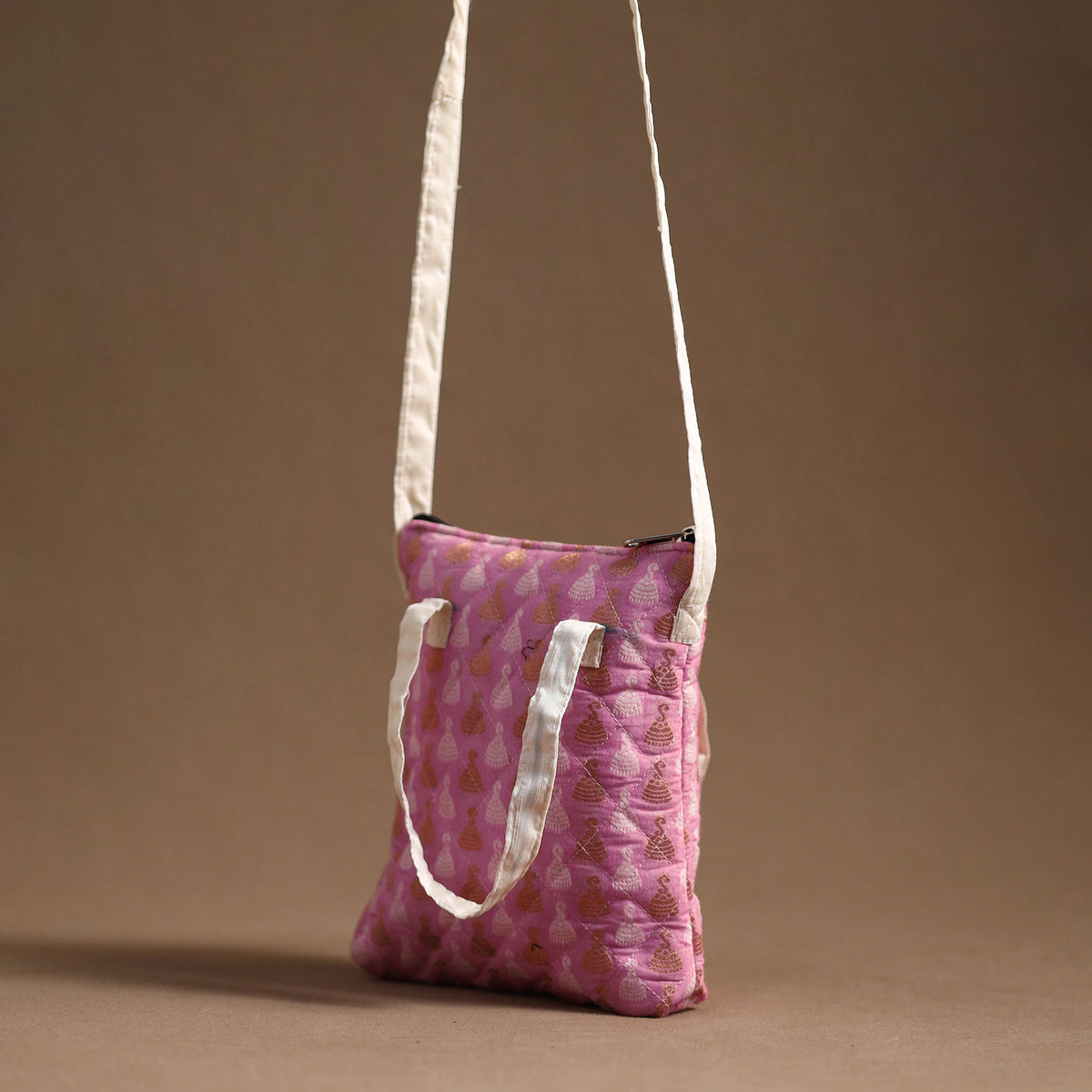 Purple - Handcrafted Quilted Silk Sling Bag 12