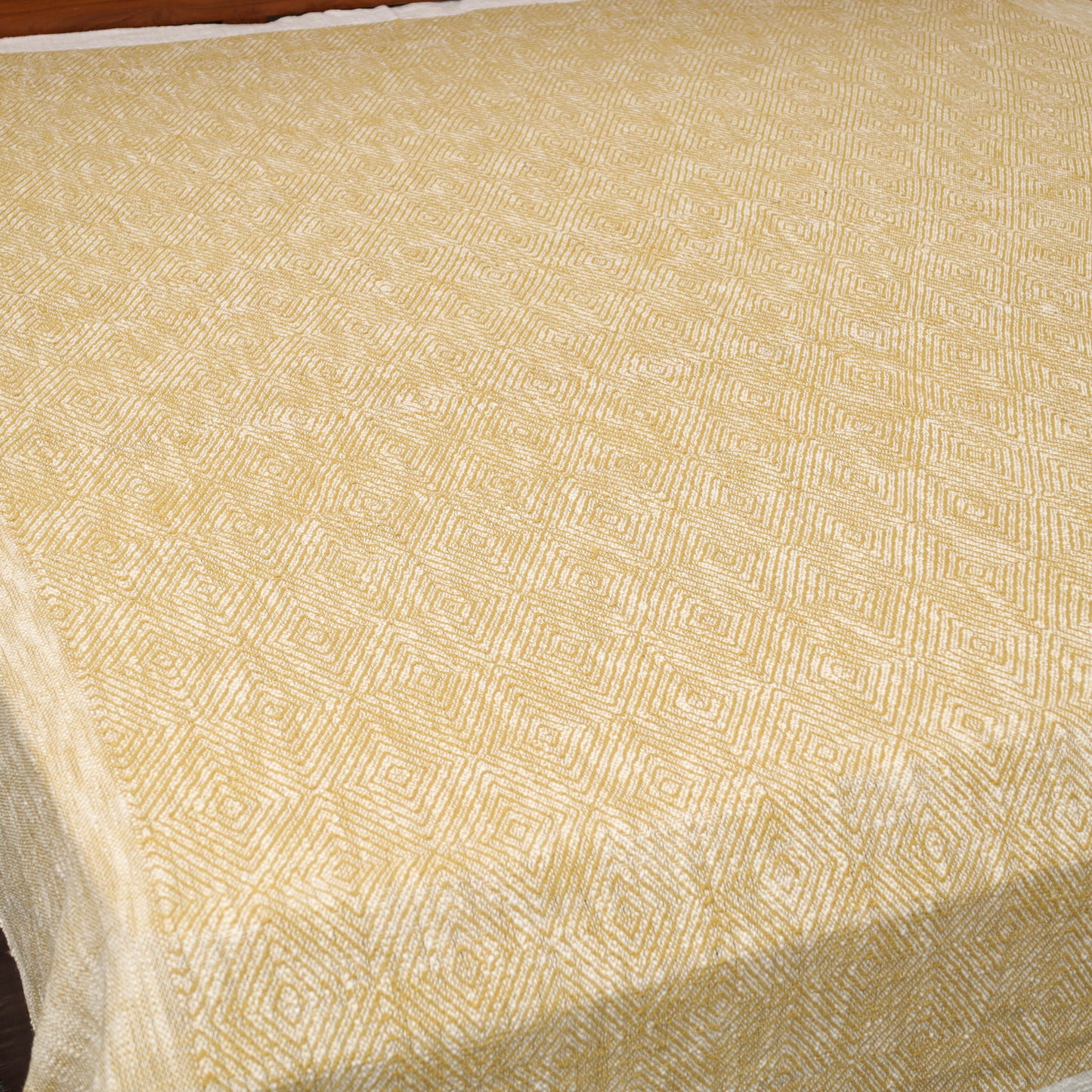 Yellow - Pure Cotton Double Handloom Bed Cover from Bijnor 11