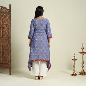 Buy Blue Srikalahasti Mosaic Fusion Cotton A-Line Ikat Kurta