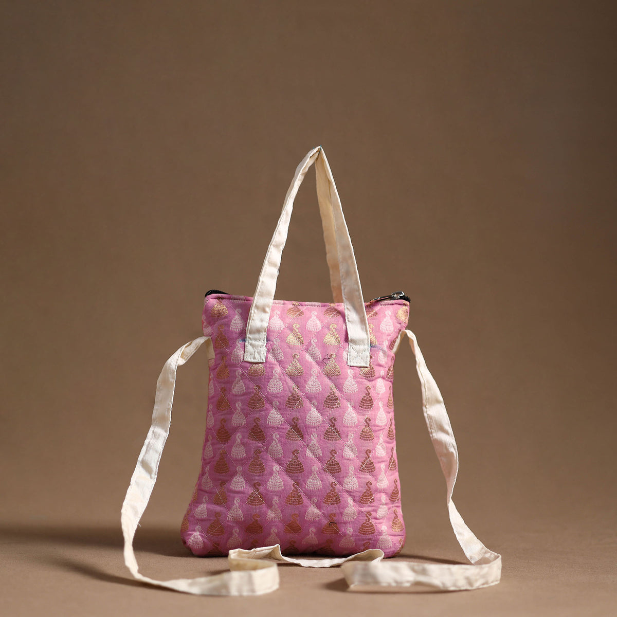 Purple - Handcrafted Quilted Silk Sling Bag 12