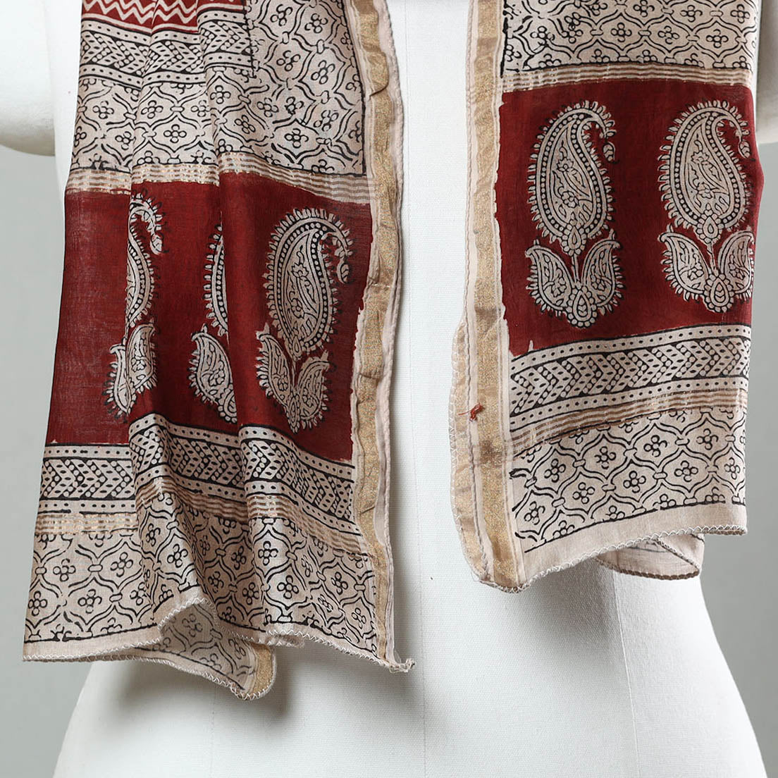 Multicolor - Bagh Hand Block Printed Chanderi Silk Stole 04