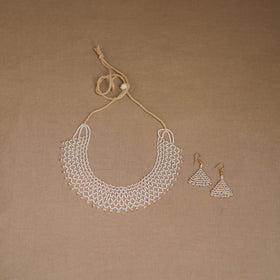 White - Handmade Beadwork Jaali Necklace Set 83