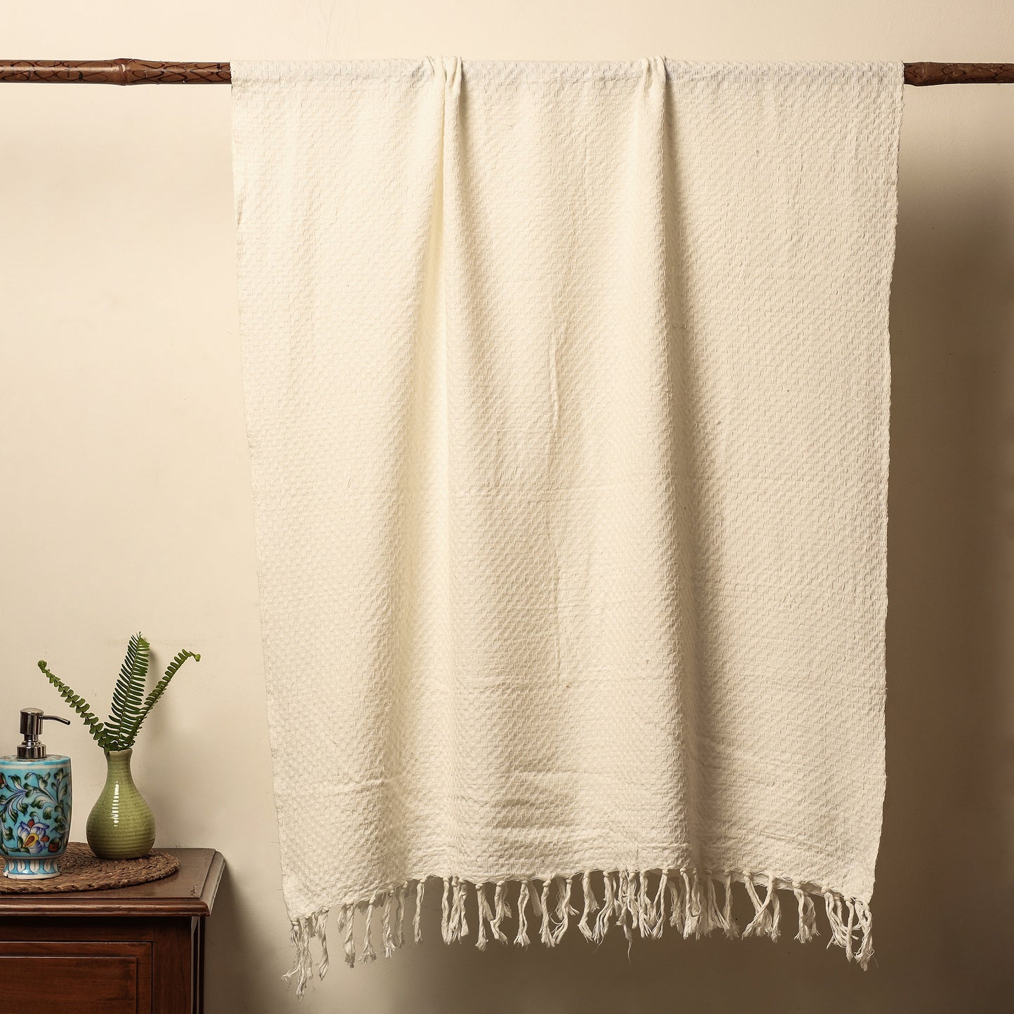 Bengal Pure Handloom White Cotton Bath Towel