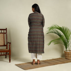 Grey Cotton Straight Pochampally Ikat Kurta for women
