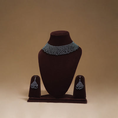 Black - Handmade Beadwork Jaali Necklace Set 75