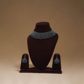 Black - Handmade Beadwork Jaali Necklace Set 75