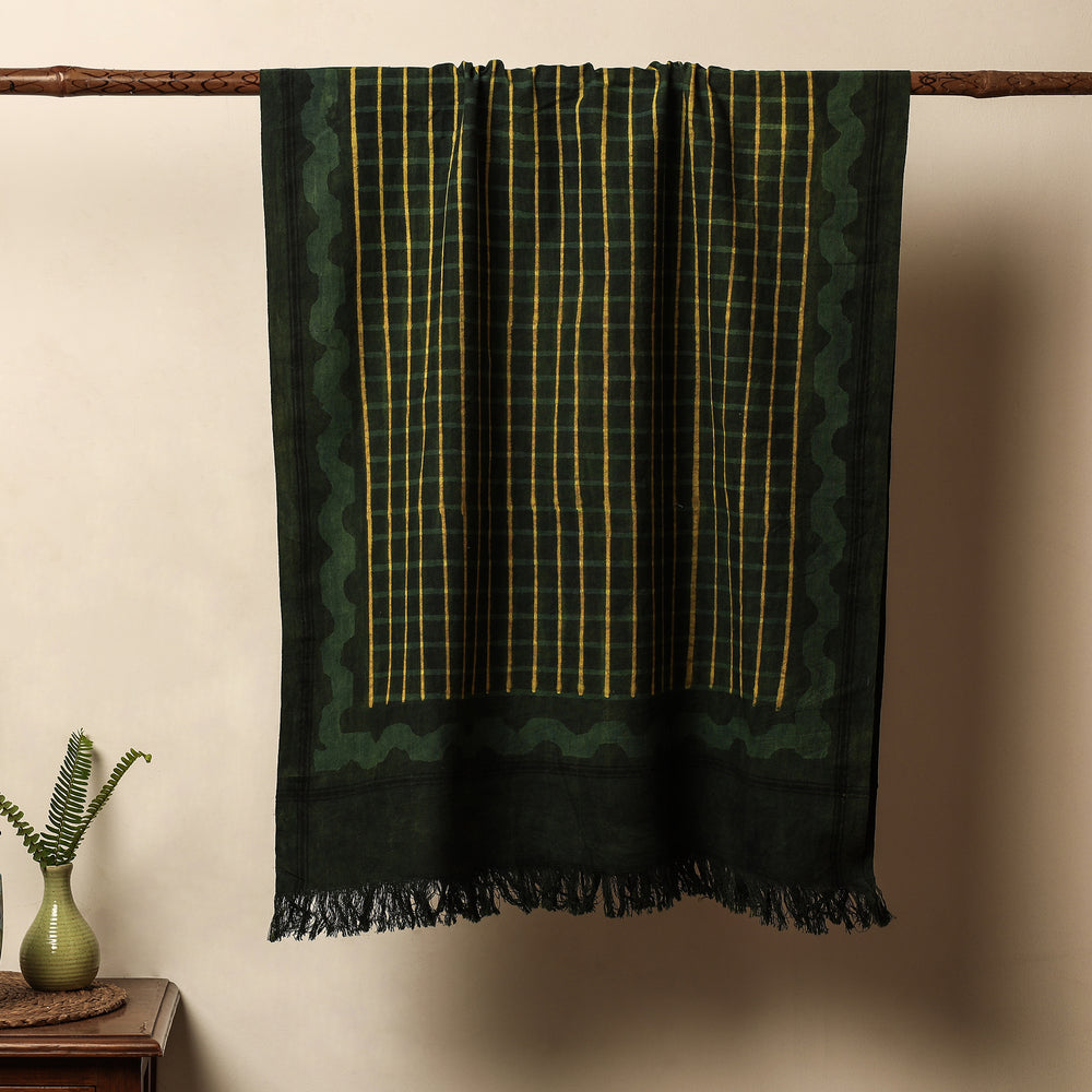 Green - Jhiri Handloom Hand Block Printed Pure Cotton Towel